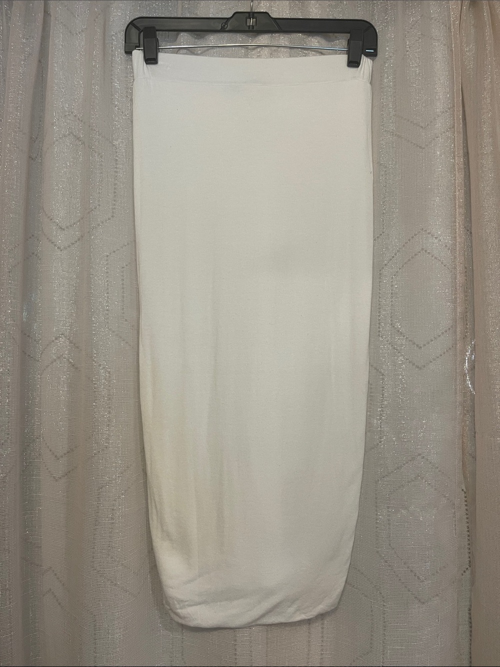 Sabora Off White Stretch Midi Pencil Skirt